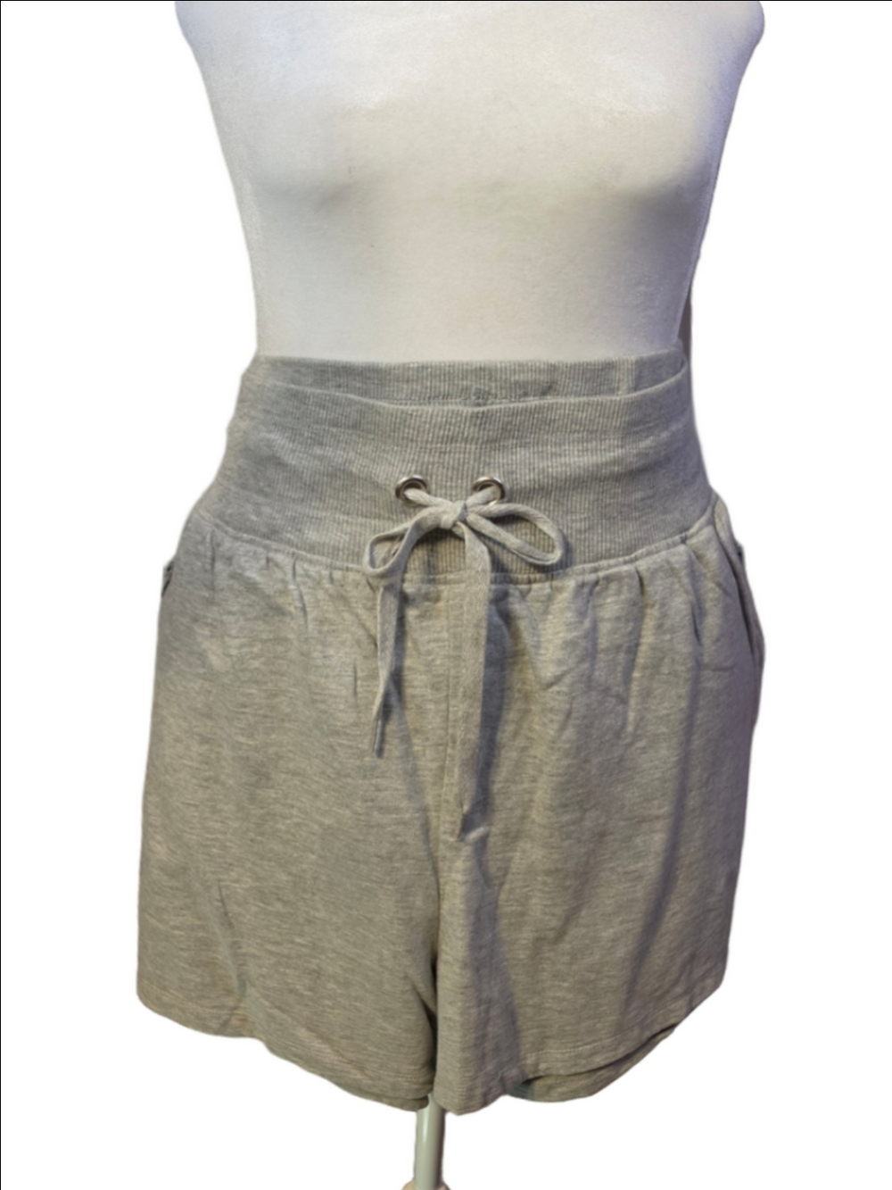 French Laundry Heather Gray High-Waist Drawstring Athletic Shorts Size XL